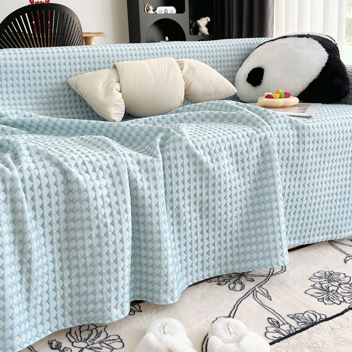 Cooling Textured Sofa Cover Washable Soft Couch Throw Blanket for Summer & Pets