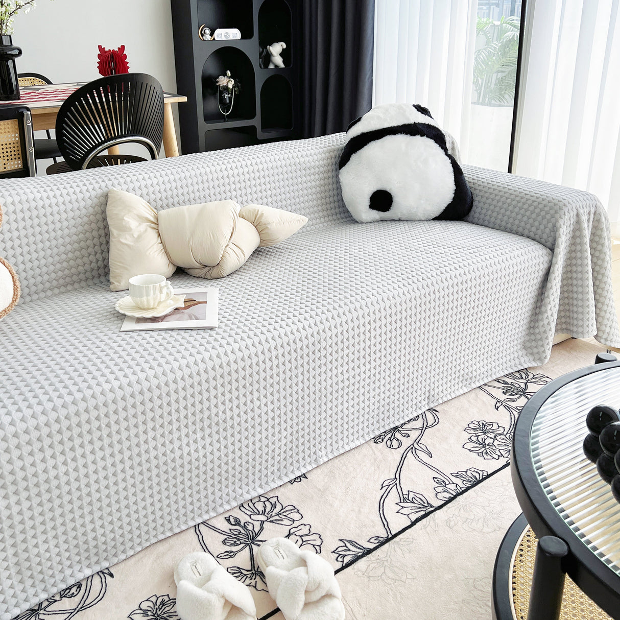 Cooling Textured Sofa Cover Washable Soft Couch Throw Blanket for Summer & Pets