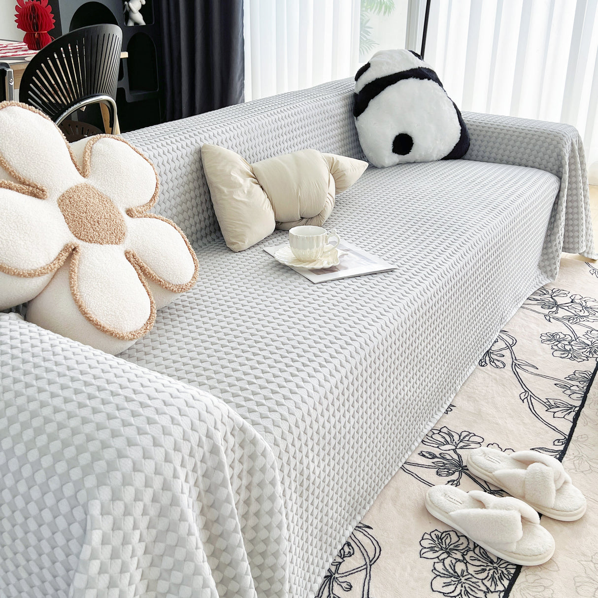 Cooling Textured Sofa Cover Washable Soft Couch Throw Blanket for Summer & Pets