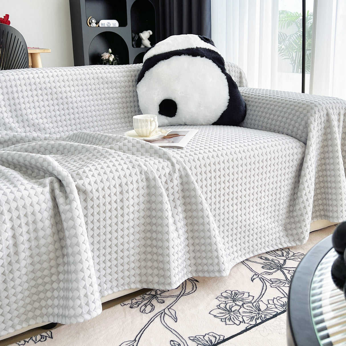 Cooling Textured Sofa Cover Washable Soft Couch Throw Blanket for Summer & Pets