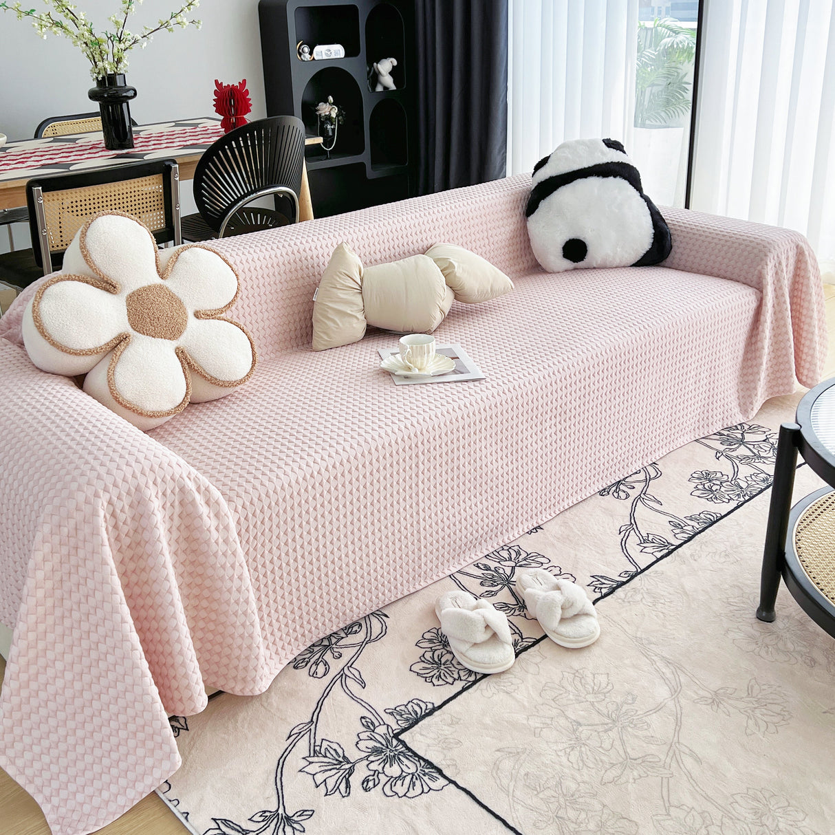 Cooling Textured Sofa Cover Washable Soft Couch Throw Blanket for Summer & Pets