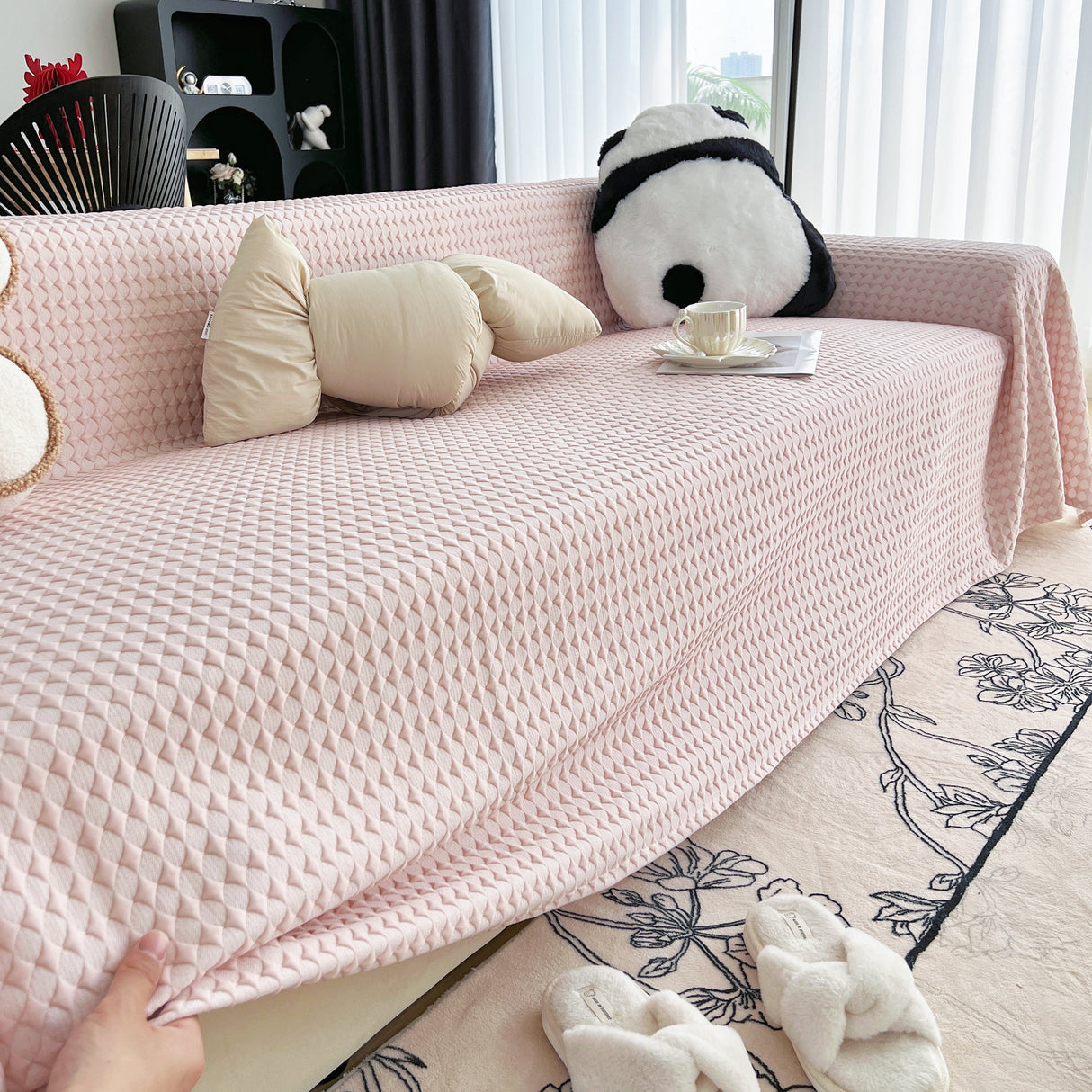 Cooling Textured Sofa Cover Washable Soft Couch Throw Blanket for Summer & Pets