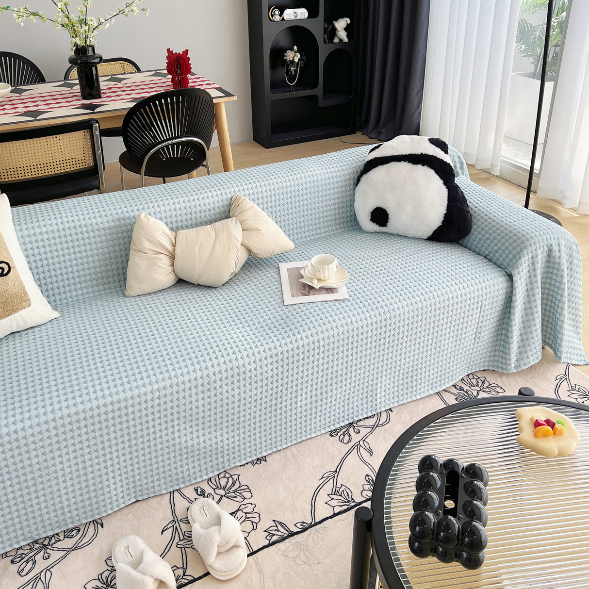 Cooling Textured Sofa Cover Washable Soft Couch Throw Blanket for Summer & Pets