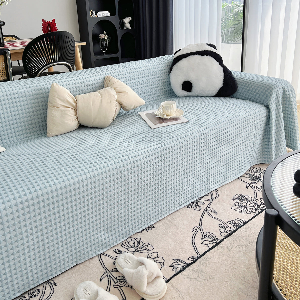 Cooling Textured Sofa Cover Washable Soft Couch Throw Blanket for Summer & Pets