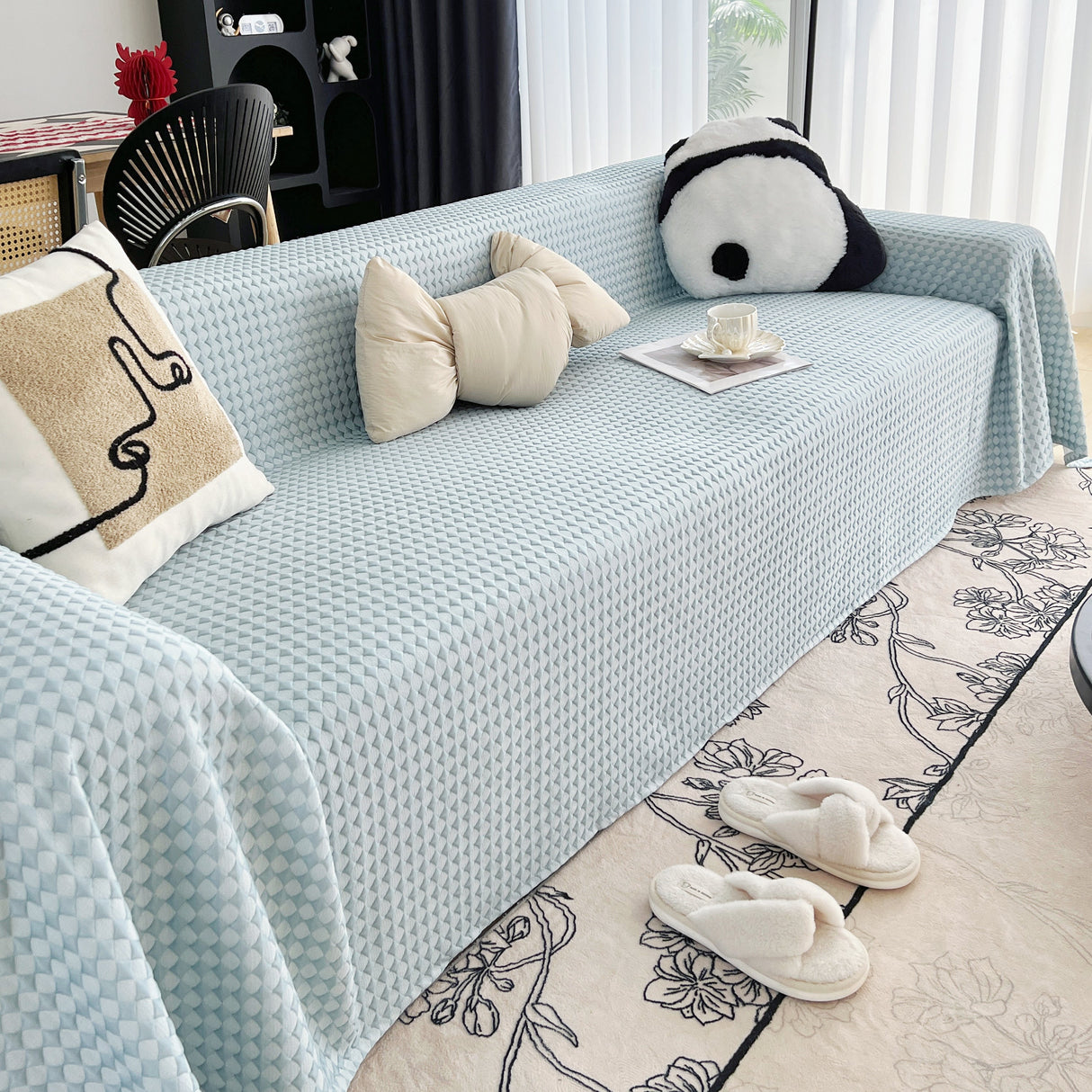 Cooling Textured Sofa Cover Washable Soft Couch Throw Blanket for Summer & Pets