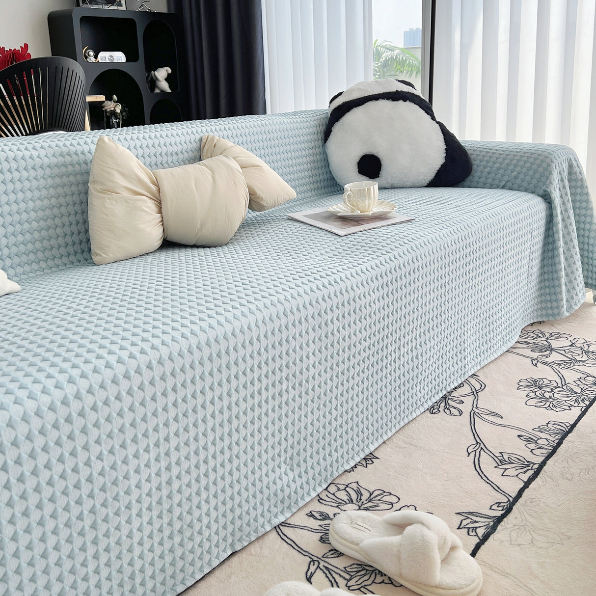 Cooling Textured Sofa Cover Washable Soft Couch Throw Blanket for Summer & Pets