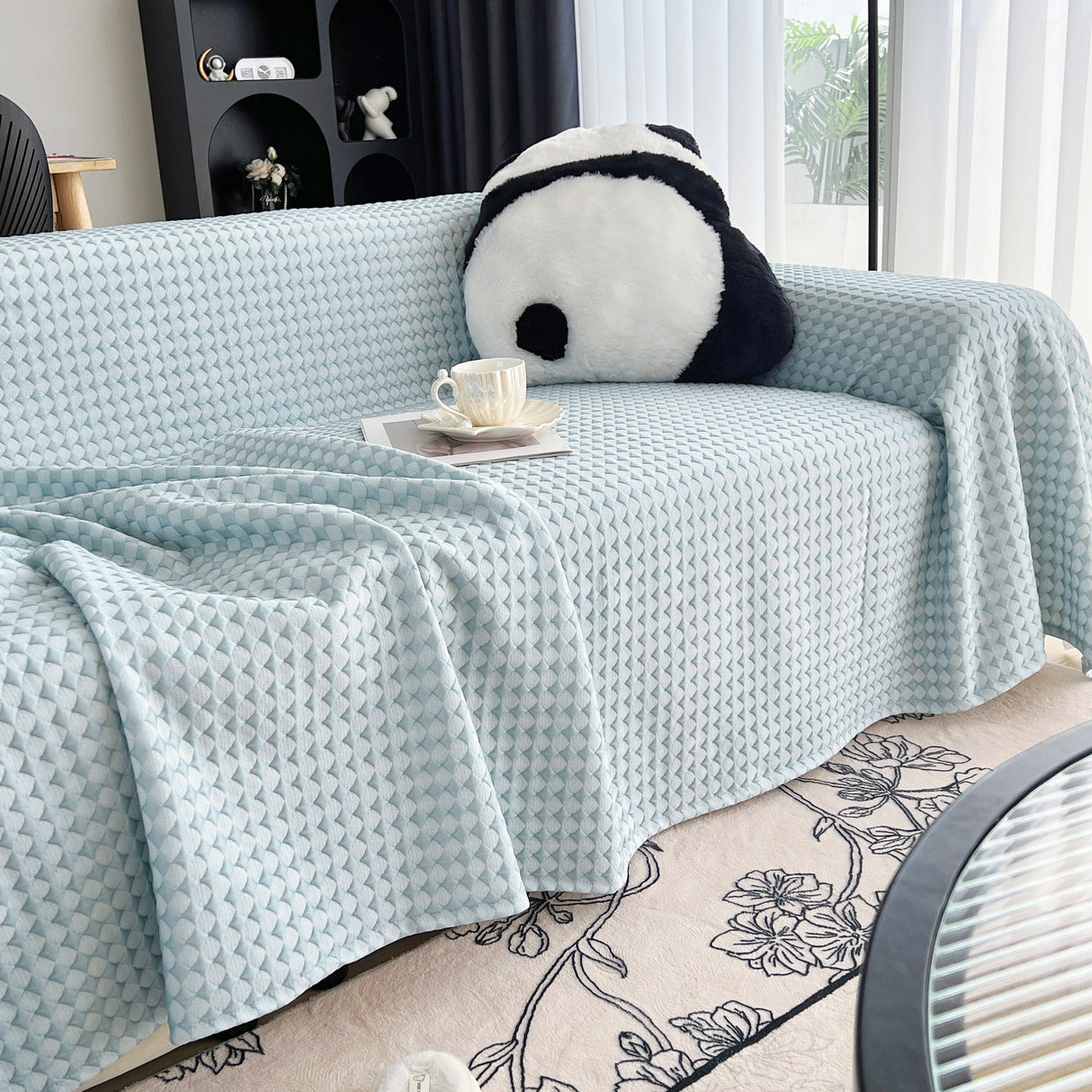 Cooling Textured Sofa Cover Washable Soft Couch Throw Blanket for Summer & Pets