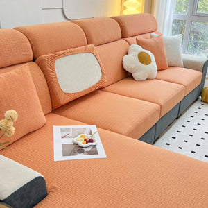 Vedic Chant Jacquard Fleece Fabric Stretch Cushion Cover, Non-Slip Furniture Protector for Kids, Chaise Lounge Cushion Covers