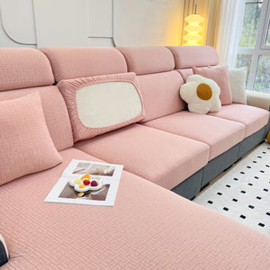 Vedic Chant Jacquard Fleece Fabric Stretch Cushion Cover, Non-Slip Furniture Protector for Kids, Chaise Lounge Cushion Covers