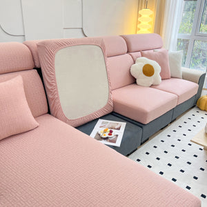 Vedic Chant Jacquard Fleece Fabric Stretch Cushion Cover, Non-Slip Furniture Protector for Kids, Chaise Lounge Cushion Covers