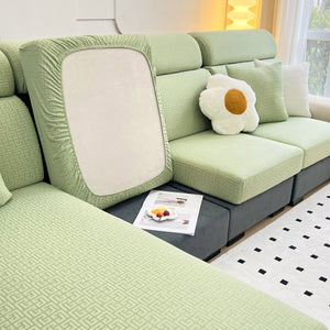 Vedic Chant Jacquard Fleece Fabric Stretch Cushion Cover, Non-Slip Furniture Protector for Kids, Chaise Lounge Cushion Covers