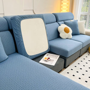 Vedic Chant Jacquard Fleece Fabric Stretch Cushion Cover, Non-Slip Furniture Protector for Kids, Chaise Lounge Cushion Covers