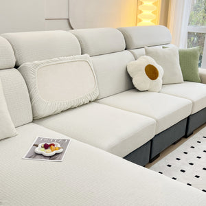 Vedic Chant Jacquard Fleece Fabric Stretch Cushion Cover, Non-Slip Furniture Protector for Kids, Chaise Lounge Cushion Covers