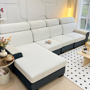 Vedic Chant Jacquard Fleece Fabric Stretch Cushion Cover, Non-Slip Furniture Protector for Kids, Chaise Lounge Cushion Covers