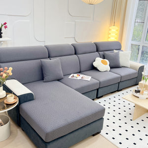 Vedic Chant Jacquard Fleece Fabric Stretch Cushion Cover, Non-Slip Furniture Protector for Kids, Chaise Lounge Cushion Covers