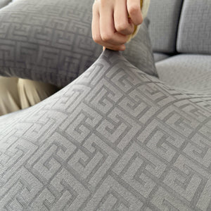 Vedic Chant Jacquard Fleece Fabric Stretch Cushion Cover, Non-Slip Furniture Protector for Kids, Chaise Lounge Cushion Covers