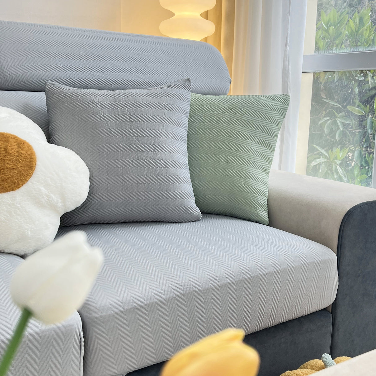 Cooling Stretchy Replacement Couch Cushion Covers for Sectional, Individual Couch Seat Cushion Covers