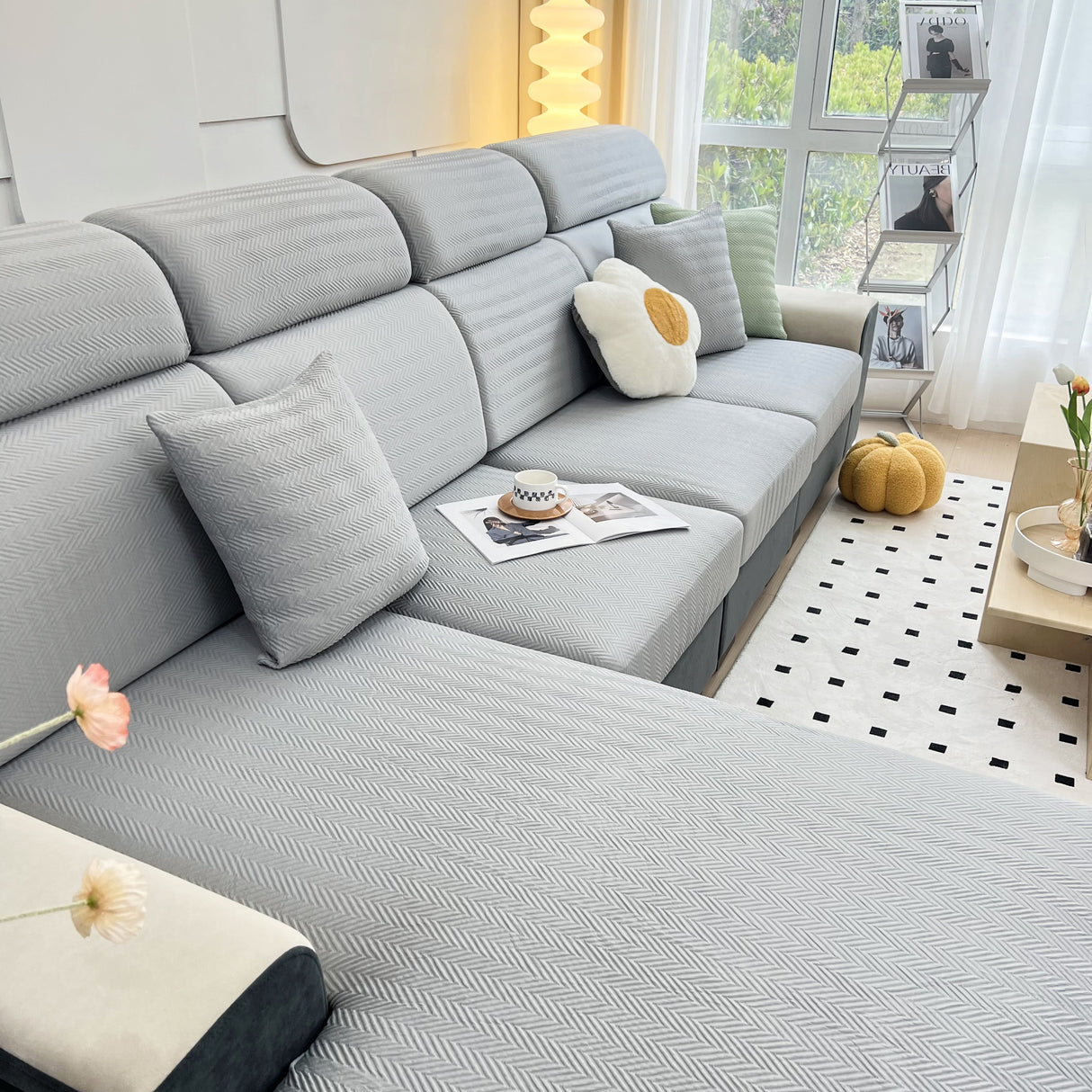 Cooling Stretchy Replacement Couch Cushion Covers for Sectional, Individual Couch Seat Cushion Covers