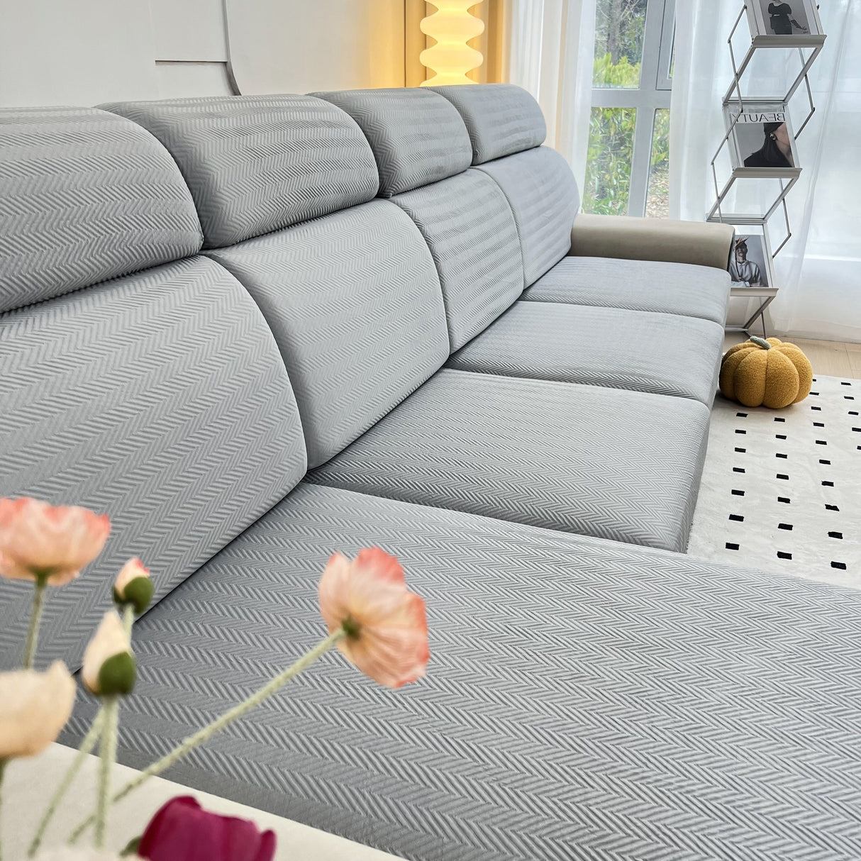 Cooling Stretchy Replacement Couch Cushion Covers for Sectional, Individual Couch Seat Cushion Covers