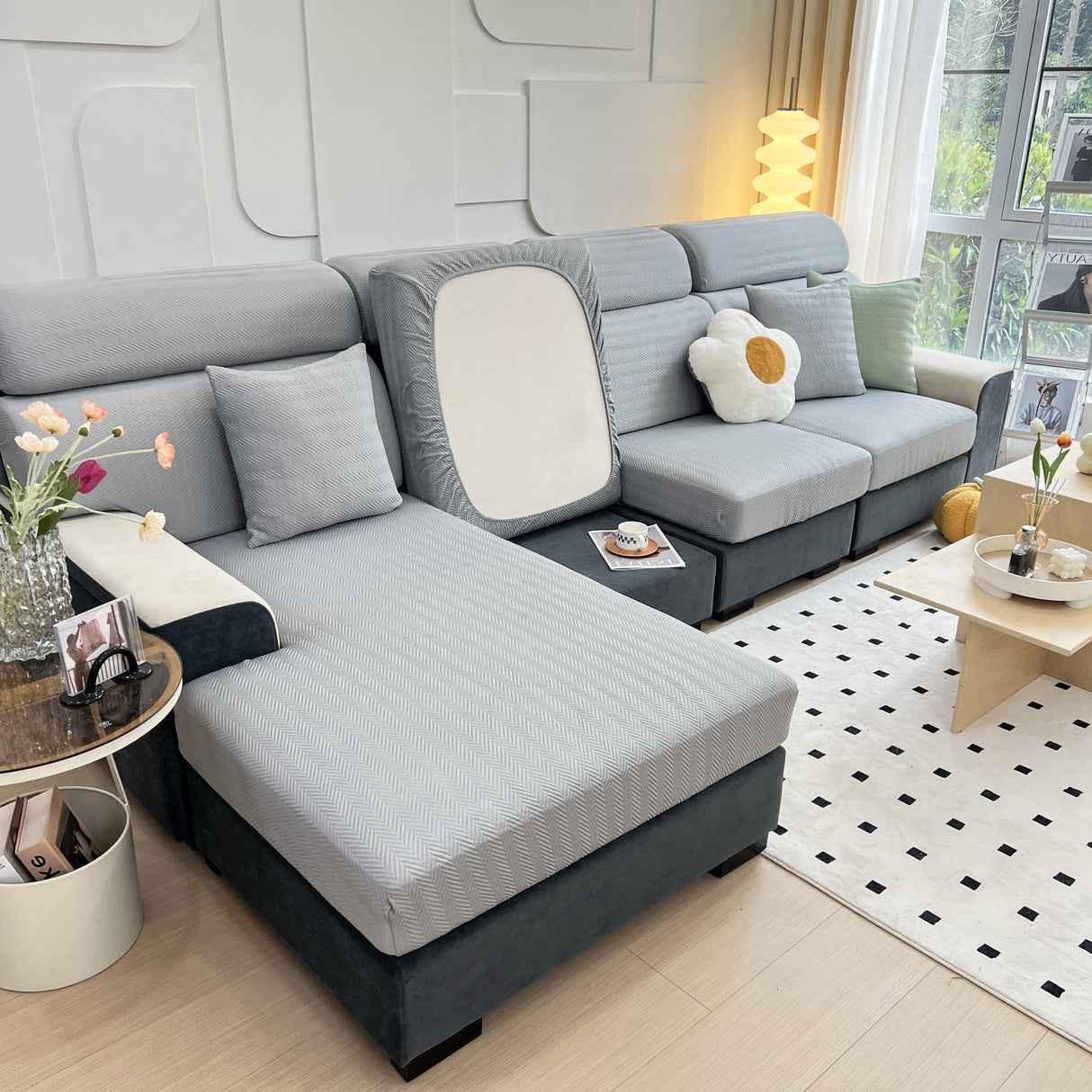 Cooling Stretchy Replacement Couch Cushion Covers for Sectional, Individual Couch Seat Cushion Covers