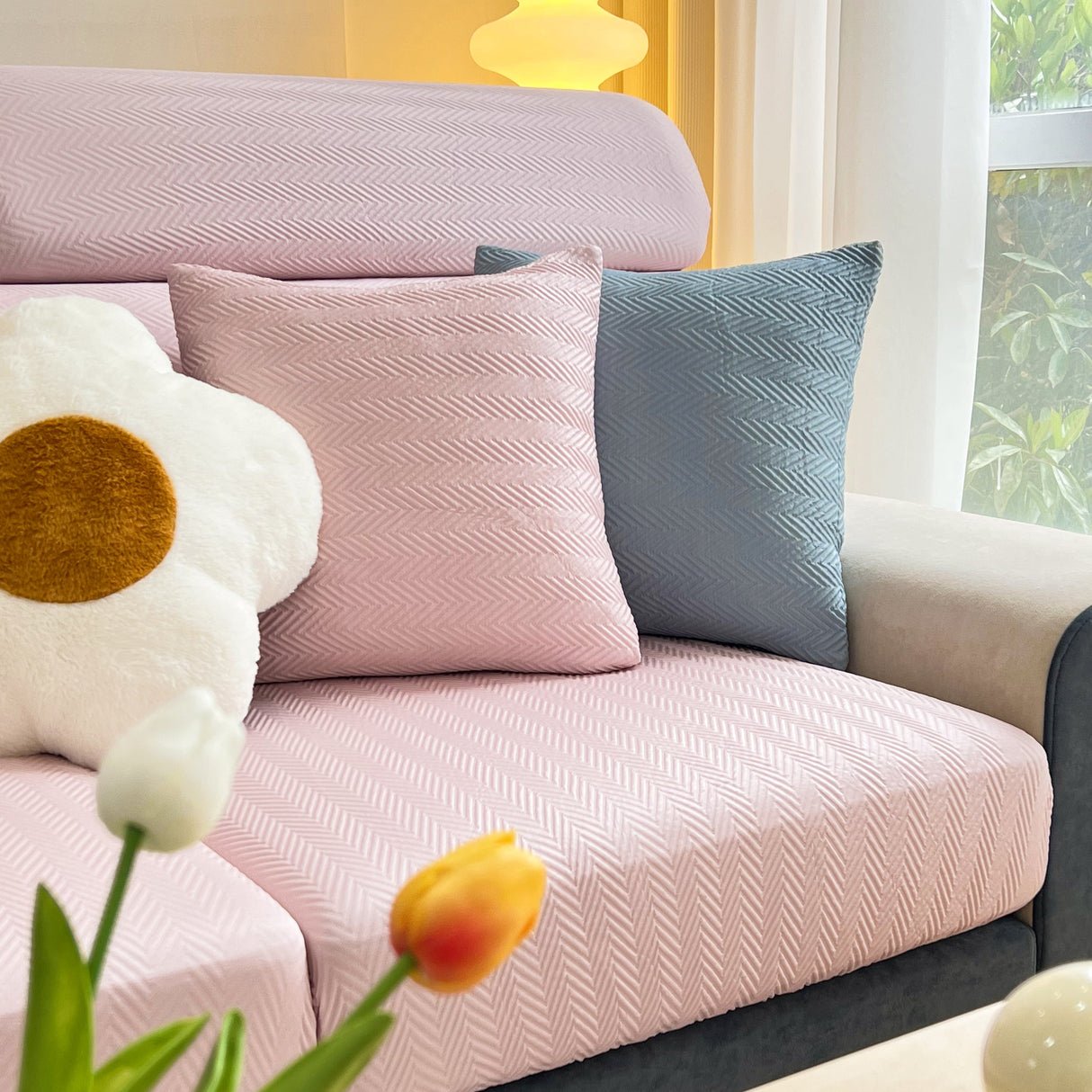 Cooling Stretchy Replacement Couch Cushion Covers for Sectional, Individual Couch Seat Cushion Covers