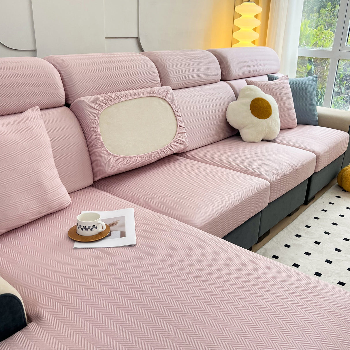 Cooling Stretchy Replacement Couch Cushion Covers for Sectional, Individual Couch Seat Cushion Covers