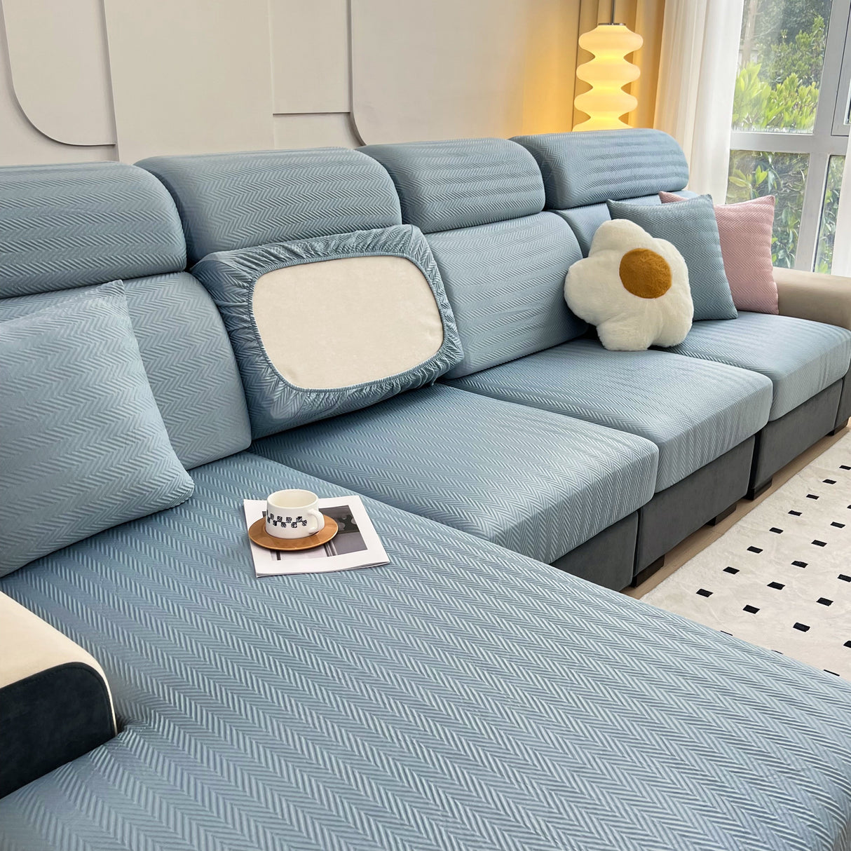 Cooling Stretchy Replacement Couch Cushion Covers for Sectional, Individual Couch Seat Cushion Covers