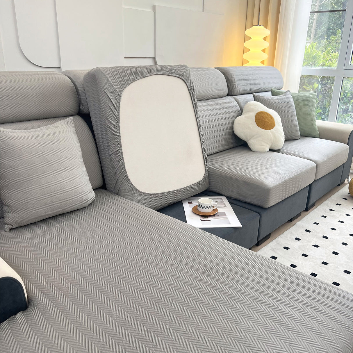 Cooling Stretchy Replacement Couch Cushion Covers for Sectional, Individual Couch Seat Cushion Covers