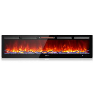 In Flames INF72W-3D WiFi Smart Wall Mounted Electric Fireplace - Tempered Glass