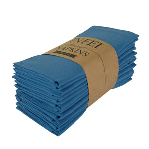 INFEI Plain Color Dinner Cloth Napkins Set of 12 (15.7 x 11.8 Inches) Reusable Cotton Kitchen Table Napkin for Cocktail Parties Weddings Hotel & Home Use (Aegean Blue)