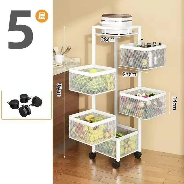 Stackable Metal Rotating Basket Rack with Wheels