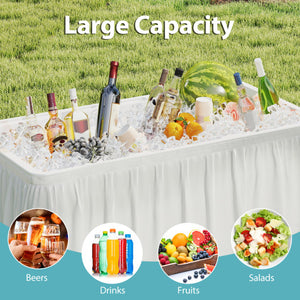 4 Foot Ice Cooler Folding Table Portable Ice Bin Table with Large Sink-White