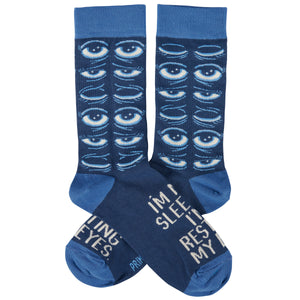 I'm Not Sleeping I'm Resting My Eyes Socks | Sleepy Tired Eyes Novelty Socks