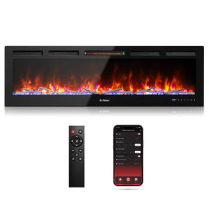 In Flames INF60W-3D WiFi Smart Wall Mounted Electric Fireplace - Tempered Glass