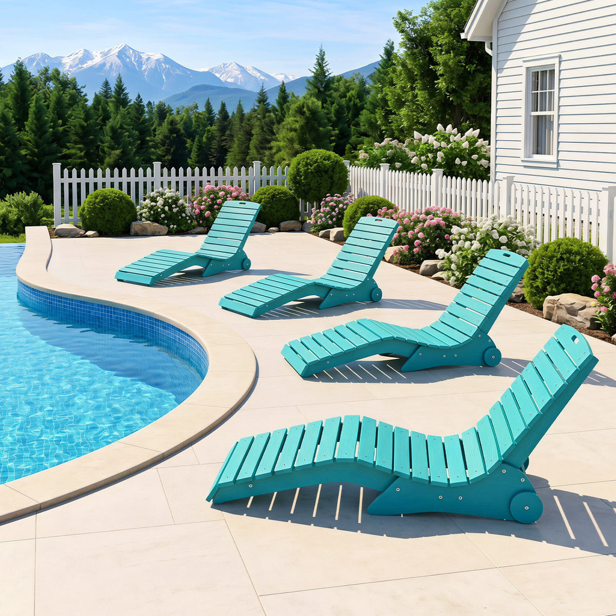In-Pool Lounge Chair with Weighted Anti-Floating Design 450 LBS for Baja Shelf-Turquoise