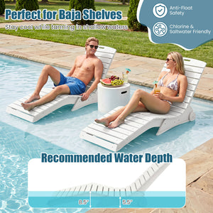 In-Pool Lounge Chair with Weighted Anti-Floating Design 450 LBS for Baja Shelf-White