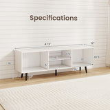 47.5 Inches TV Stand for 55-Inch TV with Compartments and Metal Legs-White