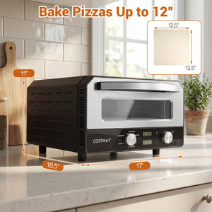 Indoor Electric Pizza Oven Countertop Pizza Oven for 12 Inch Pizzas-Black