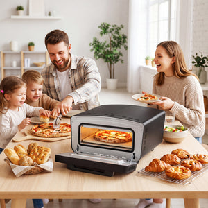 Indoor Electric Pizza Oven for 12" Pizzas with 8 Presets-Black
