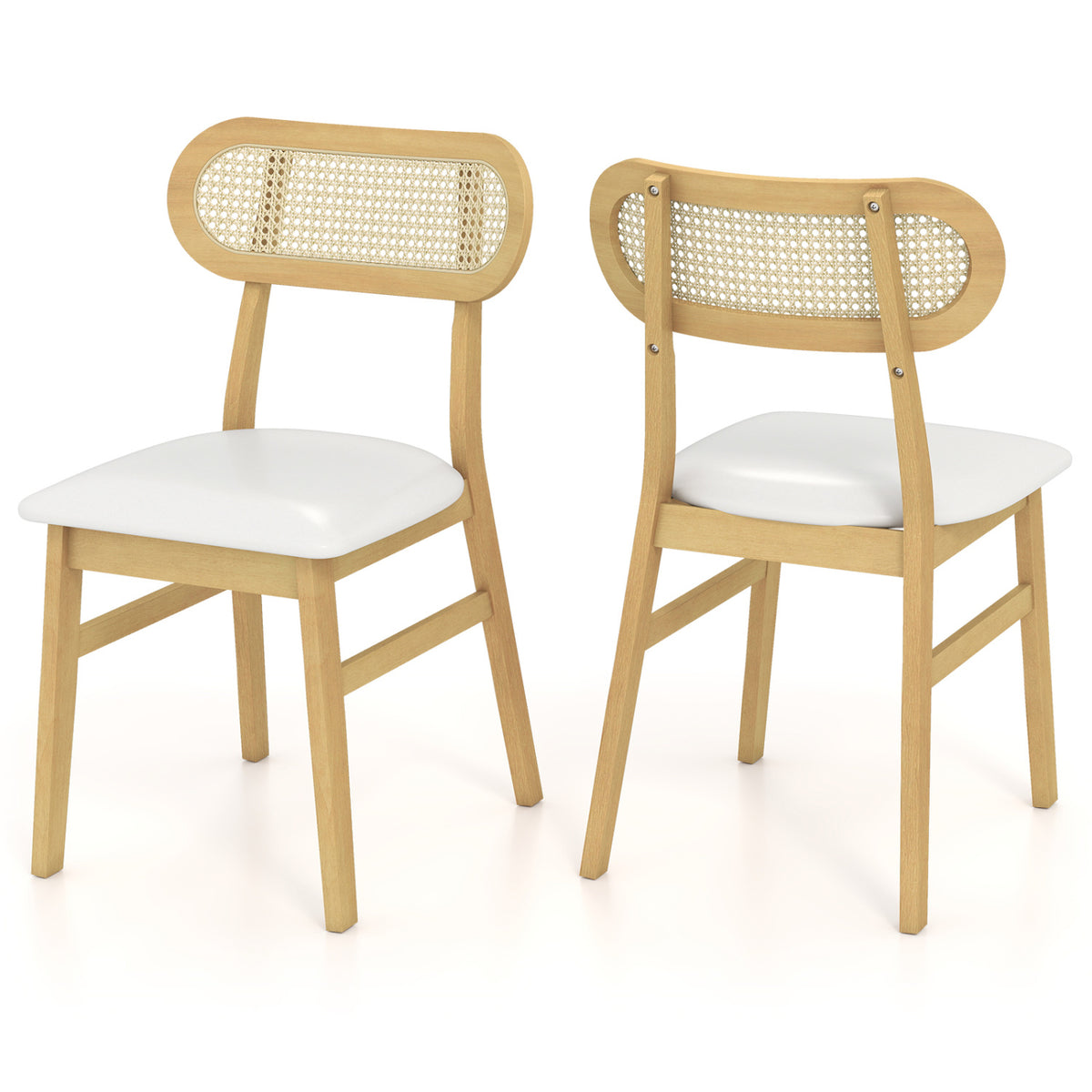 Indoor Mid Century Wood Dining Chairs Set of 2  for Dining Room-White