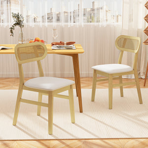 Indoor Mid Century Wood Dining Chairs Set of 2  for Dining Room-White