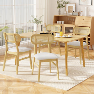 Indoor Mid Century Wood Dining Chairs Set of 2  for Dining Room-White