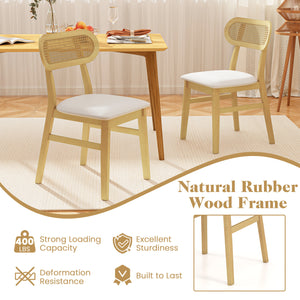 Indoor Mid Century Wood Dining Chairs Set of 2  for Dining Room-White