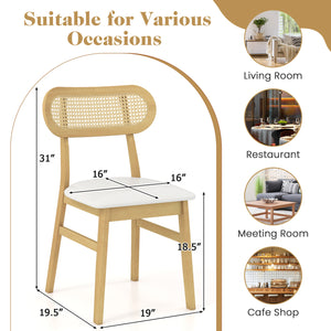 Indoor Mid Century Wood Dining Chairs Set of 2  for Dining Room-White