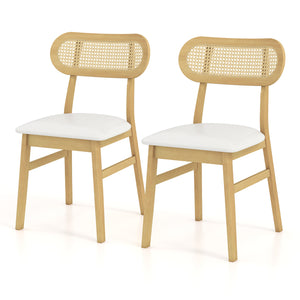 Indoor Mid Century Wood Dining Chairs Set of 2  for Dining Room-White