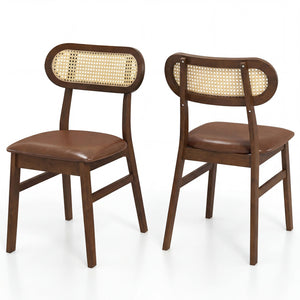 Indoor Mid Century Wood Dining Chairs Set of 2  for Dining Room-Coffee