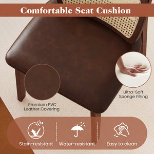 Indoor Mid Century Wood Dining Chairs Set of 2  for Dining Room-Coffee