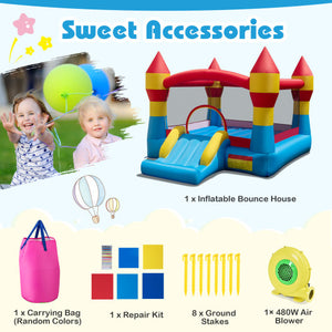 3-in-1 Kids Bouncer with Slide with 480W Blower for Yard