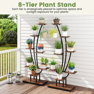 Indoor Plant Stand with Grow Lights Tall 8-Tier Corner Metal Plant Shelf-1 Piece