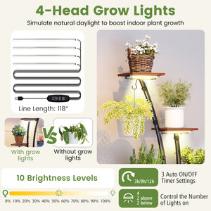 Indoor Plant Stand with Grow Lights Tall 8-Tier Corner Metal Plant Shelf-Set of 2